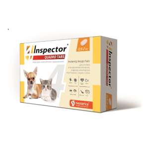 Инспектор Quadro Tabs табл для кошек и собак 0,5-2кг 4таб (от блох, клещей, гельминтов)*16