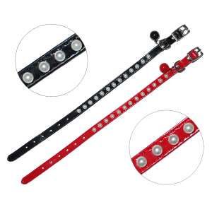 Ошейник двойной лак с жемчугом и бубенчиком 1*31см Уют