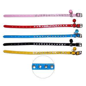 Ошейник двойной лак со стразами и бубенчиком 1*31см Уют