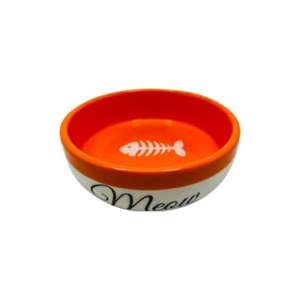 Миска керамическая оранжевая с рыбкой 13,4*13,4*4см 320мл Уют