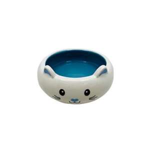 Миска керамическая бело-голубая в форме кошечки 13*13*5,5см 260мл Уют для кошек