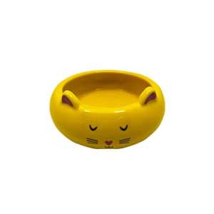 Миска керамическая желтая в форме кошечки 13*13*5,5см 260мл Уют для кошек