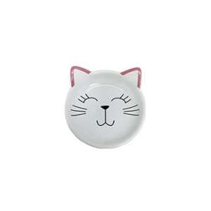 Миска керамическая белая в форме мордочки кошки 11,8*11,8*4см 80мл Уют для кошек