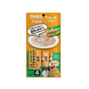 Инаба/INABA ЧАО ЧУРУ лакомство для собак пюре филе курицы с сыром 14гр*4 