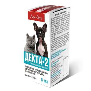Декта-2 капли глазные 5мл (леч. конъюктив., блефаритов, кератитов)*10 для кошек