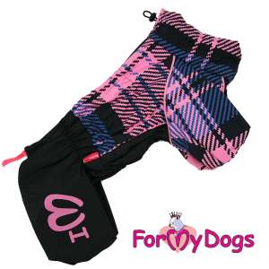 Дождевик для собак р18, спинка 36см черно/розовый в клетку Formydogs для собак