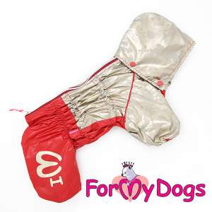 Дождевик для собак р22, спинка 42см красный/золото Formydogs