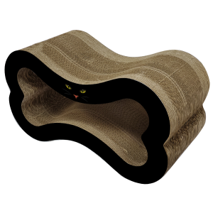 Когтеточка из гофрокартона Кость средняя с отверстием Глаза на черном 520*220*290мм Зооник 