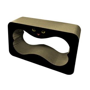 Когтеточка из гофрокартона Кость большая с отверстием Глаза на черном 620*220*390мм Зооник 