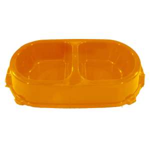 Миска пластиковая двойная на резинке оранжевый 0,45л Фаворит