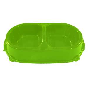 Миска пластиковая двойная на резинке мятная 0,45л Фаворит