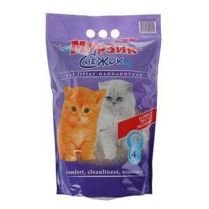 Наполнитель бентонитовый комкующийся Мурзик Снежок универсал из целитсодержащих минералов 4л*4