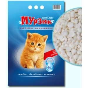 Наполнитель силикоцеолит Мурзик Цеолайт пакет 4л/2,35кг*4 для кошек