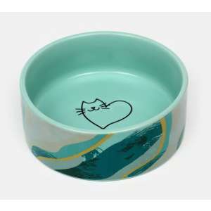 Миска керамическая «Котик сердечко» 250 мл, мятная Пижон 