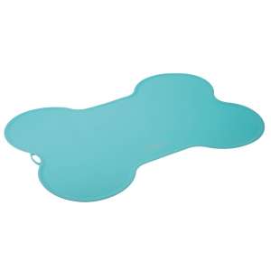 Коврик под миску 52*38 силиконовый в форме косточки бирюзовый Пет Лайн