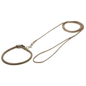 Комплект ошейник 6мм*26см (19-22см) круглый+поводок 3мм*1,2м, оливковый Пет Лайн