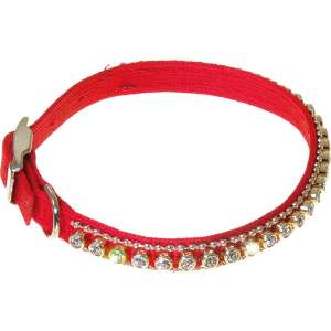Ошейник большой со стразами Мини 10мм (23-28см), красный Пет Лайн