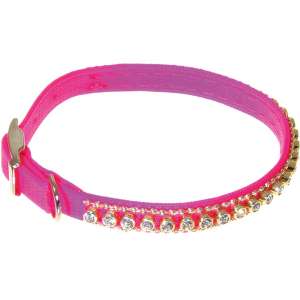 Ошейник большой со стразами Мини 10мм (23-28см), розовый Пет Лайн