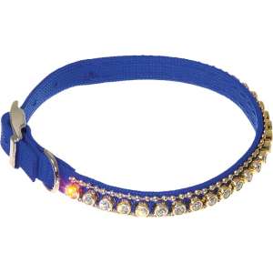 Ошейник большой со стразами Мини 10мм (23-28см), синий Пет Лайн