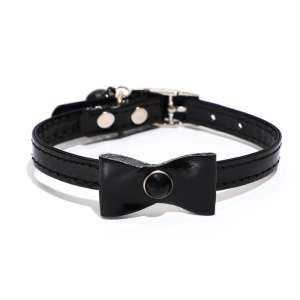 Ошейник Сияние с бусиной и бубенчиком 29см*1см черный Пижон