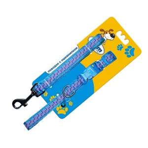 Комплект для собак Тесьма ошейник 1,5*40см + поводок 1,5*120см ГП05 цвет в асс-те Уют 