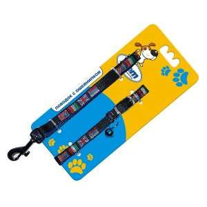 Комплект для собак Юнион ошейник 1*30см + поводок 1*120см цвет в асс-те Уют 