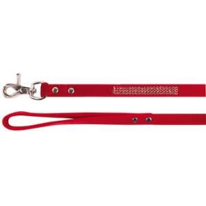 Поводок бархатный со стразами для собак 1,2м*10мм красный Dezzie