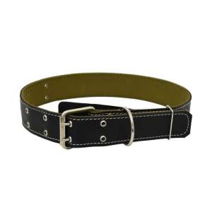 Ошейник кожа 45мм 2 слоя кожа+брезент 2 вилки Алабай ZooMoDa для собак