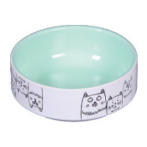 Миска керамическая 3 кота зеленый 0,38л 12,5см Joy для кошек