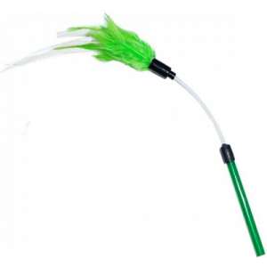 Игрушка для кошек дразнилка зелено-белые перья, гибкая трубка 30см+10см Уют