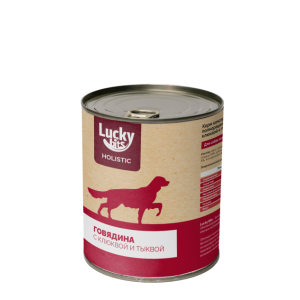Лаки Битс/Lucky bits конс.корм д/собак говядина с клюквой и тыквой 970г