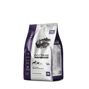 Доктрин/Doctrine Беззерновой корм для собак средних и крупных пород Белая рыба/рис 3кг