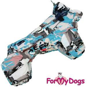 Комбинезон утепленный для собак для мальчиков р18 спинка 36см серый/голубой Formydogs