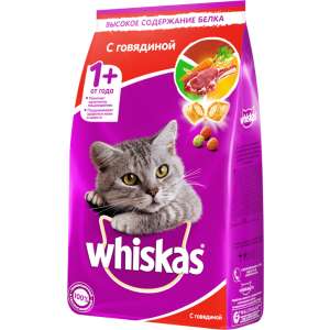 Вискас/Whiskas 1,9кг корм для кошек подушечки паштет говядина*4 для кошек