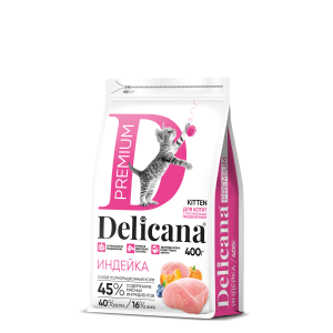 Деликана/Delicana корм для котят чувствительное пищеварение Индейка 400гр*20