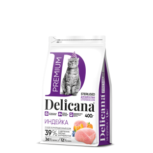 Деликана/Delicana корм для кошек стерилизованных/кастрированных Индейка 400гр*20