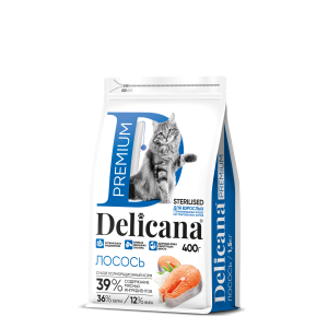 Деликана/Delicana корм для кошек стерилизованных/кастрированных Лосось 400гр*20