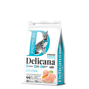 Деликана/Delicana корм для кошек стерилизованных/кастрированных Кролик 400гр*20