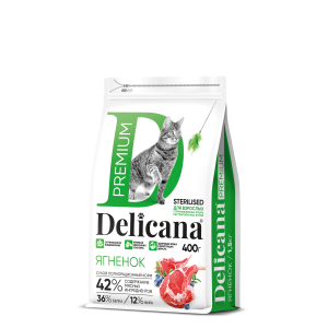 Деликана/Delicana корм для кошек стерилизованных/кастрированных Ягненок 400гр*20