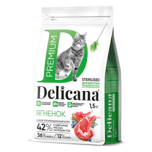 Деликана/Delicana корм для кошек стерилизованных/кастрированных Ягненок 1,5кг*6