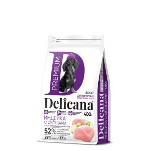 Деликана/Delicana корм для собак мелких пород Индейка с овощами 400гр*20