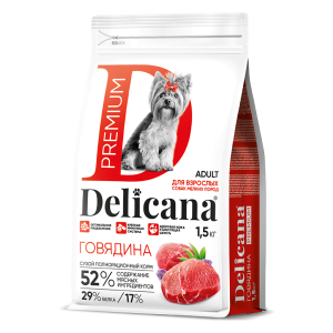 Деликана/Delicana корм для собак мелких пород Говядина 1,5кг*6