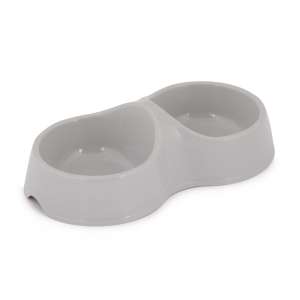 Миска пластиковая двойная 200мл серый 230*125*61мм Альтернатива