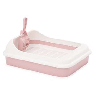 Туалет для кошек Лекси с бортом сеткой и совком 455*355*150мм розовый Альтернатива