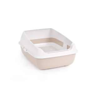 Туалет для кошек с высокими бортами и сеткой 505*390*230см бежевый Альтернатива