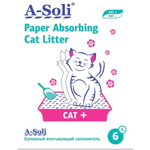 Наполнитель бумажный впитывающий А-Соли/A-Soli CAT+ наполнитель для кошек Капучино 6л/2,7кг для кошек