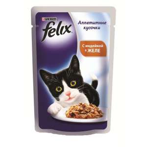 Феликс/Felix 75г корм для кошек Индейка в желе для кошек