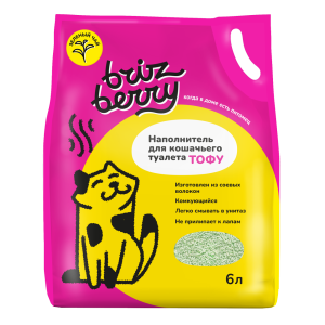 Наполнитель растительный комкующийся Brizberry Тофу зелёный чай 6л\4кг*6 для кошек
