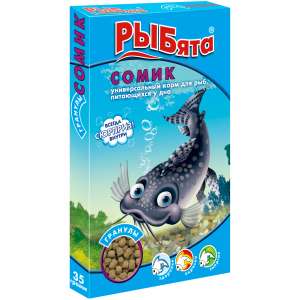 Рыбята Сомик Гранулы универсальный корм для донных рыб 35гр + сюрприз