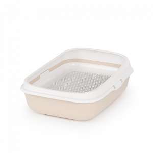 Туалет для кошек с высоким бортом сеткой 420х310х145 мм бежевый Альтернатива